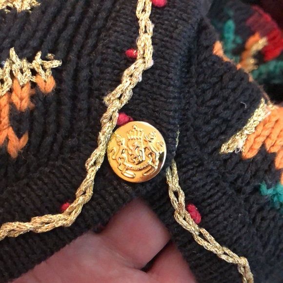 Vintage ERIKA II HandKnit 3X Cotton Ramie Holiday Sweater Poinsettia Holly NEW - Picture 9 of 16